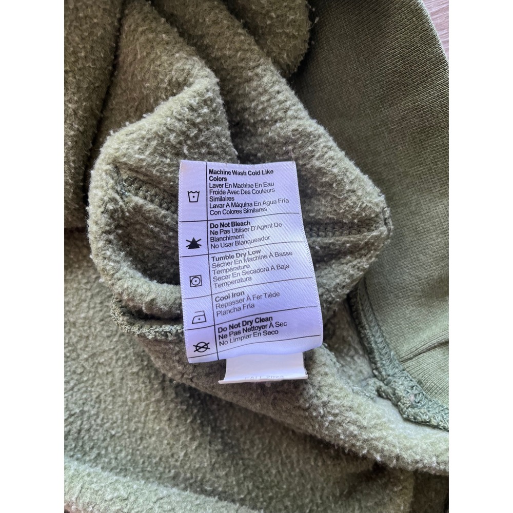 Carhartt Mens Loose Fit Spell Out Sleeve Logo Hoodie Olive Green L Fleece - Picture 8 of 15